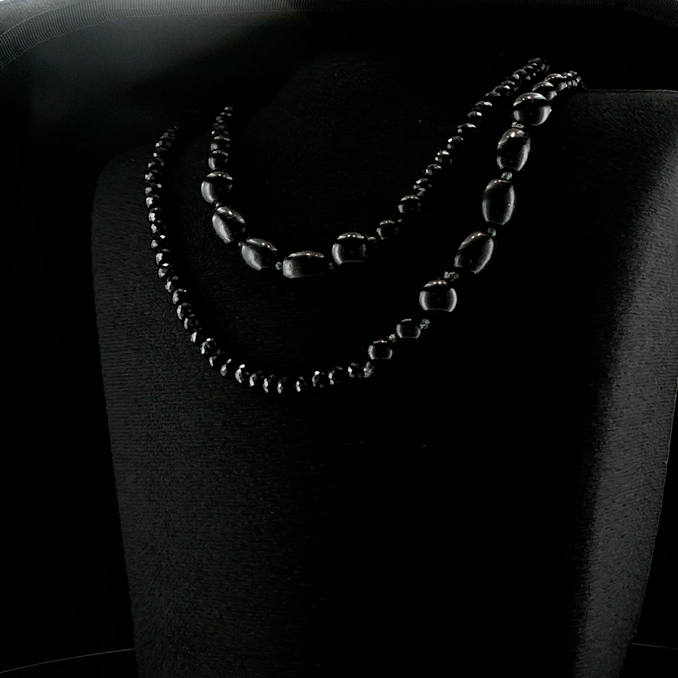 Black Jade, Black Spinel and Shungite Lariat