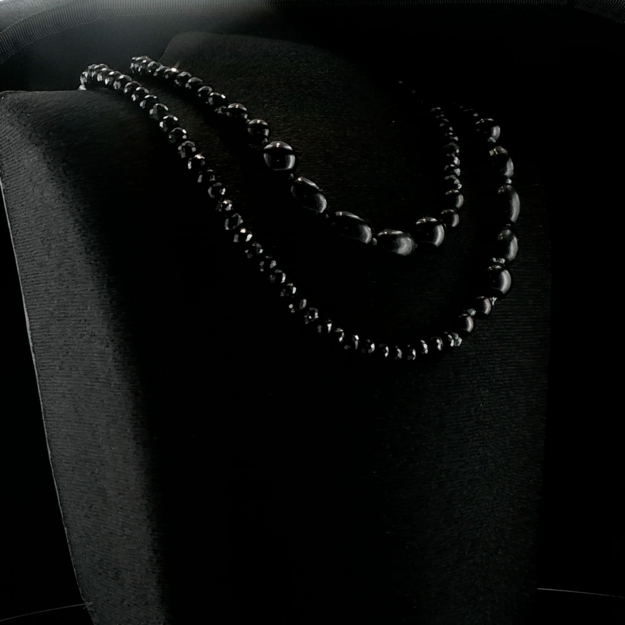 Black Jade, Black Spinel and Shungite Lariat