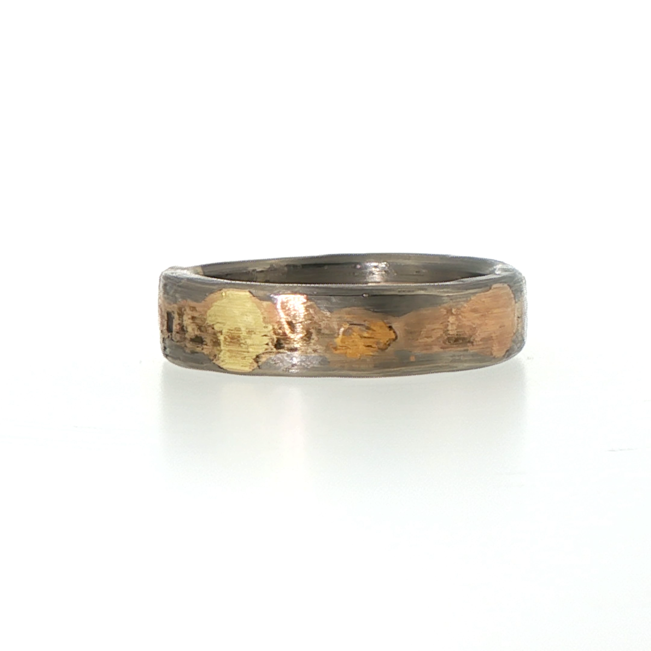 Palladium and Gold Heavy Seamed Band