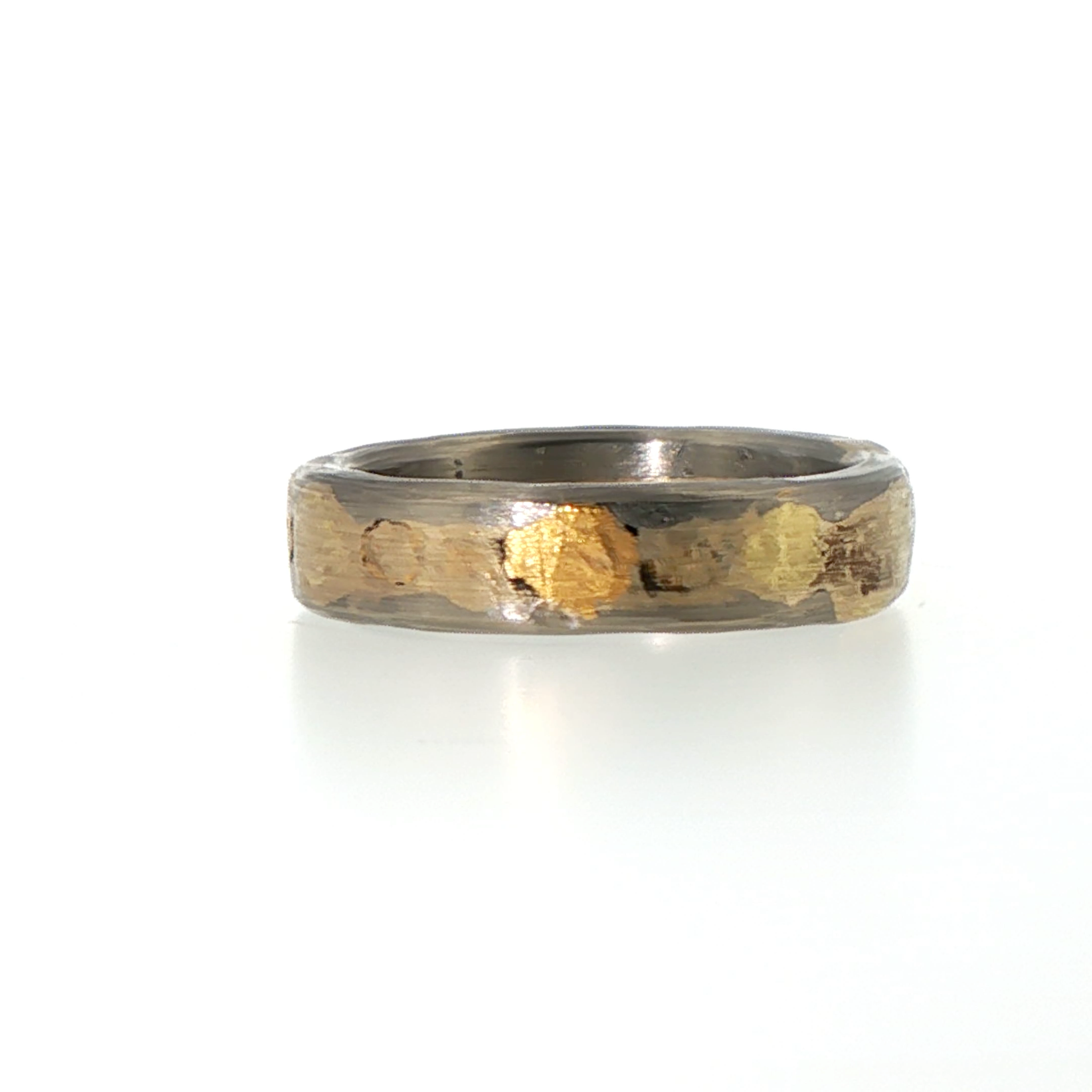 Palladium and Gold Heavy Seamed Band