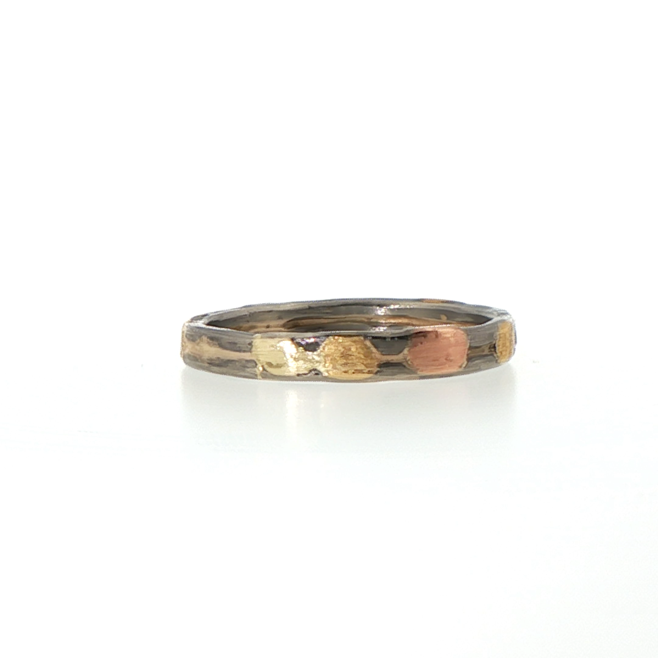 Palladium and Gold Skinny Seamed Band
