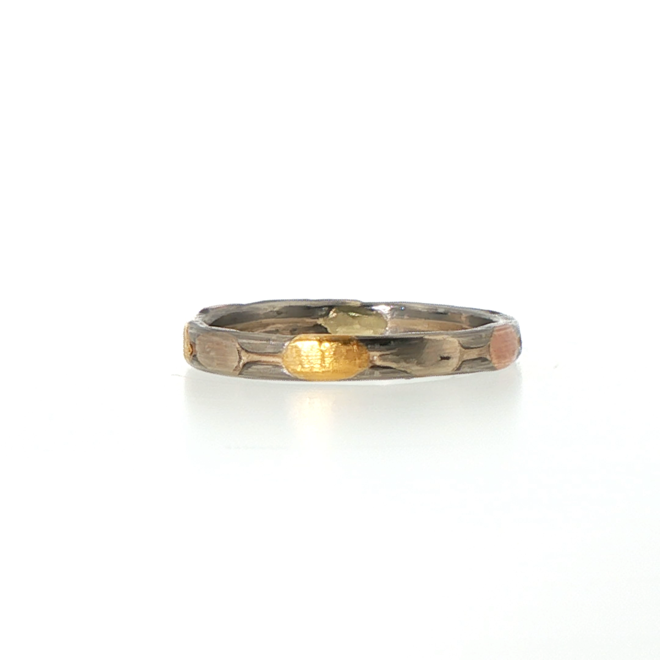 Palladium and Gold Skinny Seamed Band