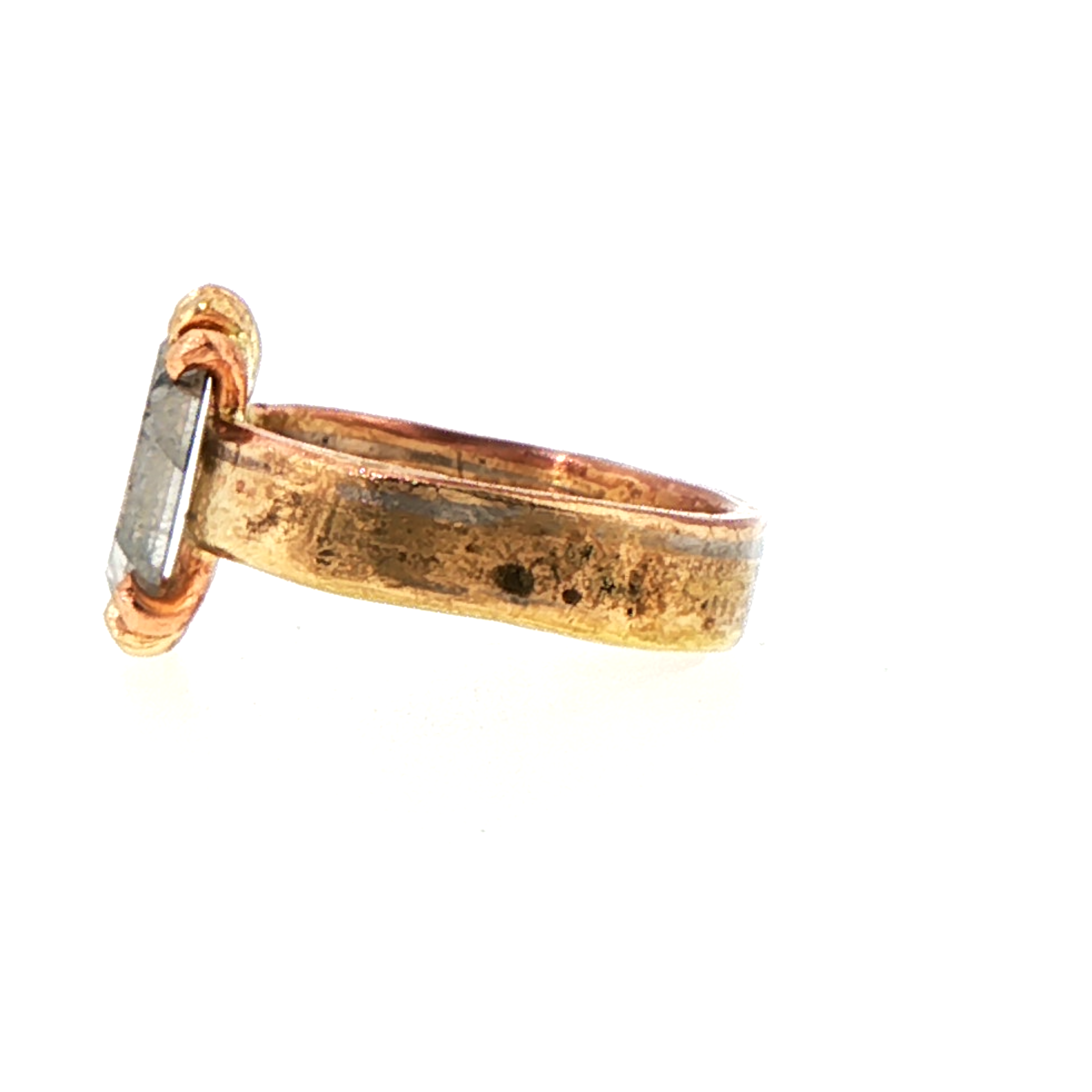 Salt and Pepper 2CT Portrait Cut Diamond on Our New Classic Gold Linear Band
