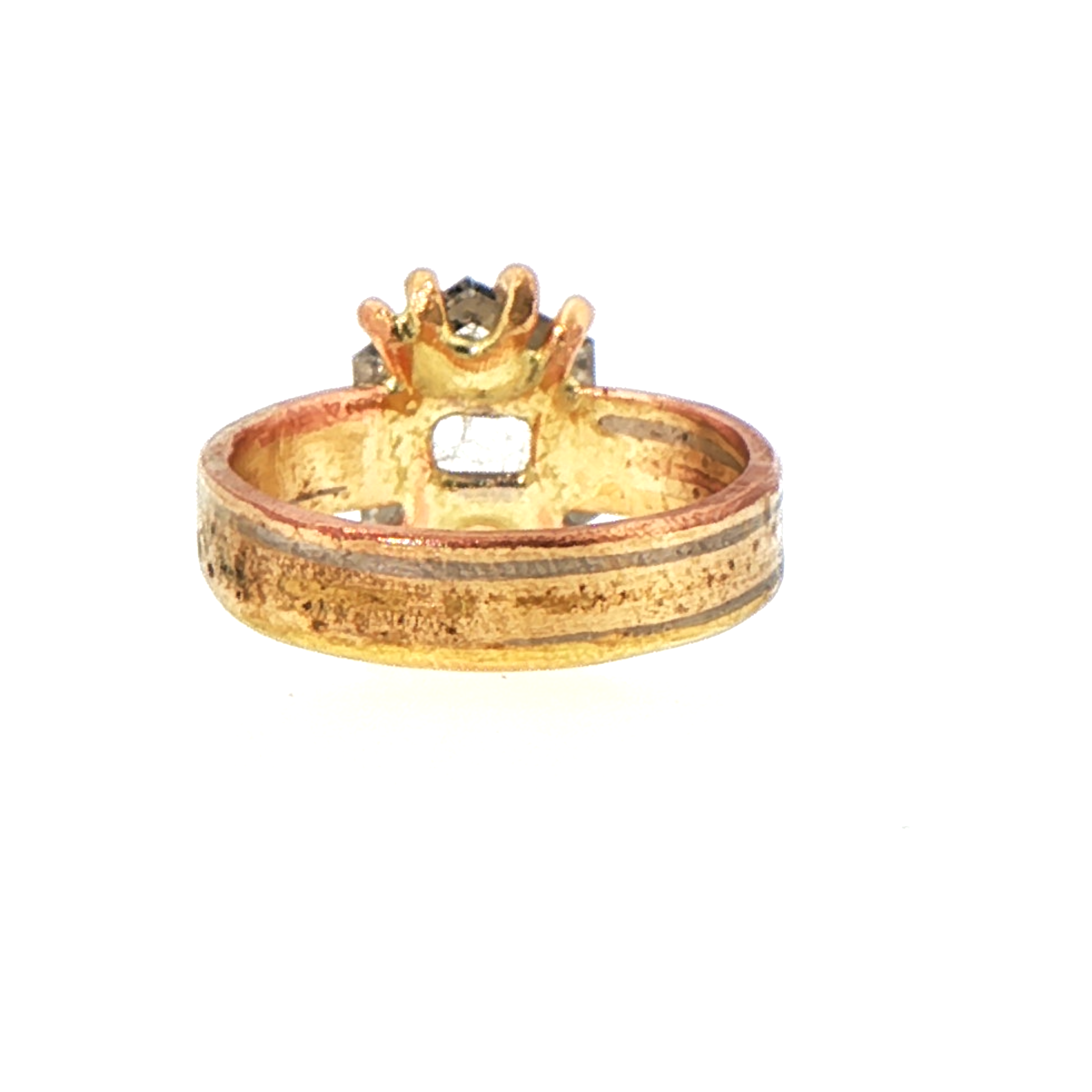 Salt and Pepper 2CT Portrait Cut Diamond on Our New Classic Gold Linear Band