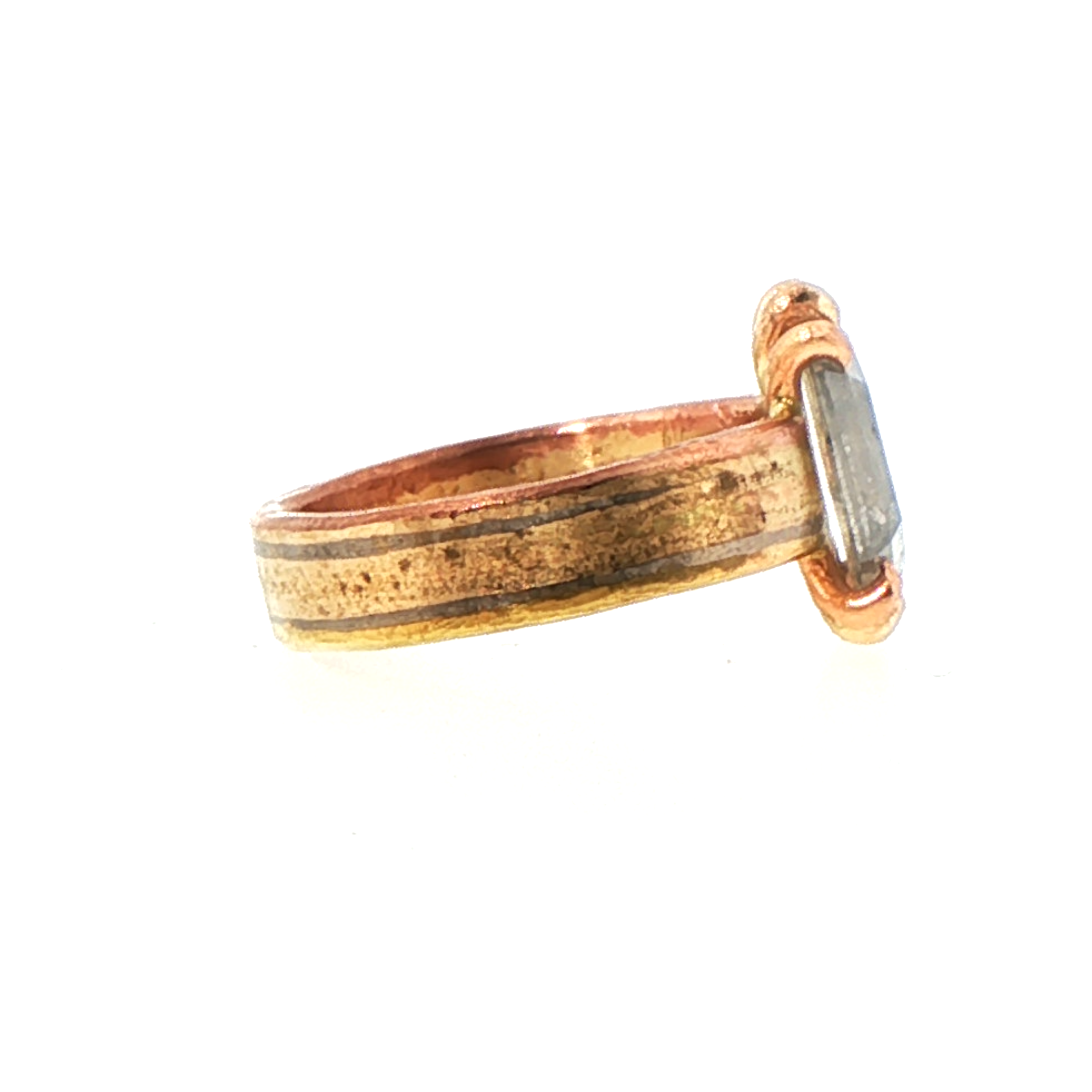 Salt and Pepper 2CT Portrait Cut Diamond on Our New Classic Gold Linear Band