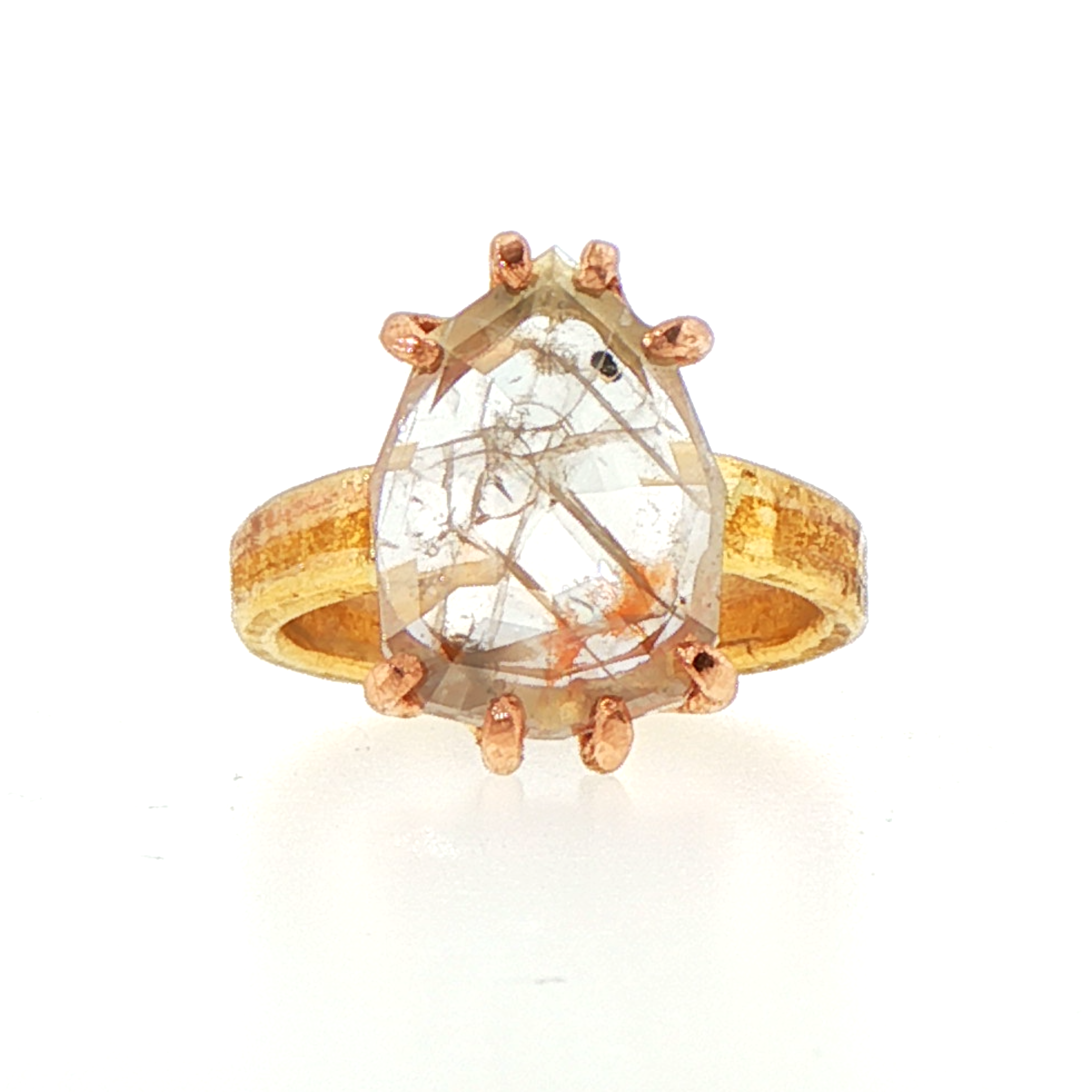 Peach 4.55CT Shield Shaped Rose Cut Diamond on our High Karat Linear Band