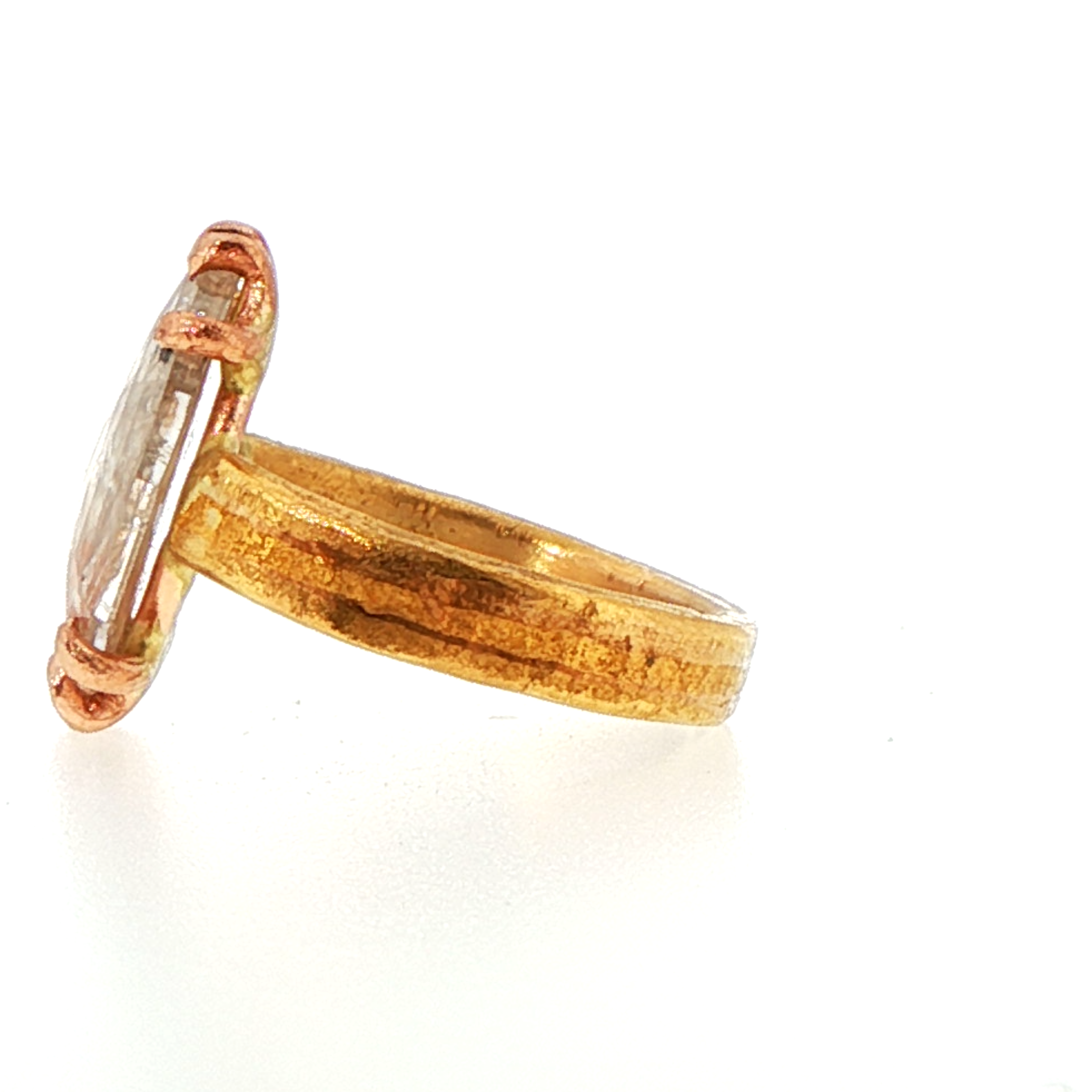Peach 4.55CT Shield Shaped Rose Cut Diamond on our High Karat Linear Band