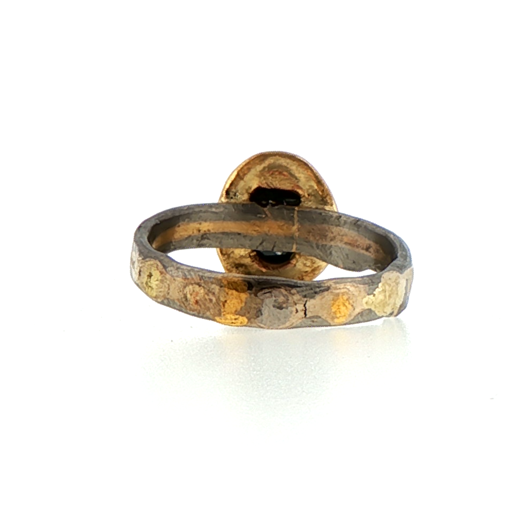 Salt and Pepper 1.25CT Rose Cut Diamond on our Palladium and Gold Skinny Seamed Band