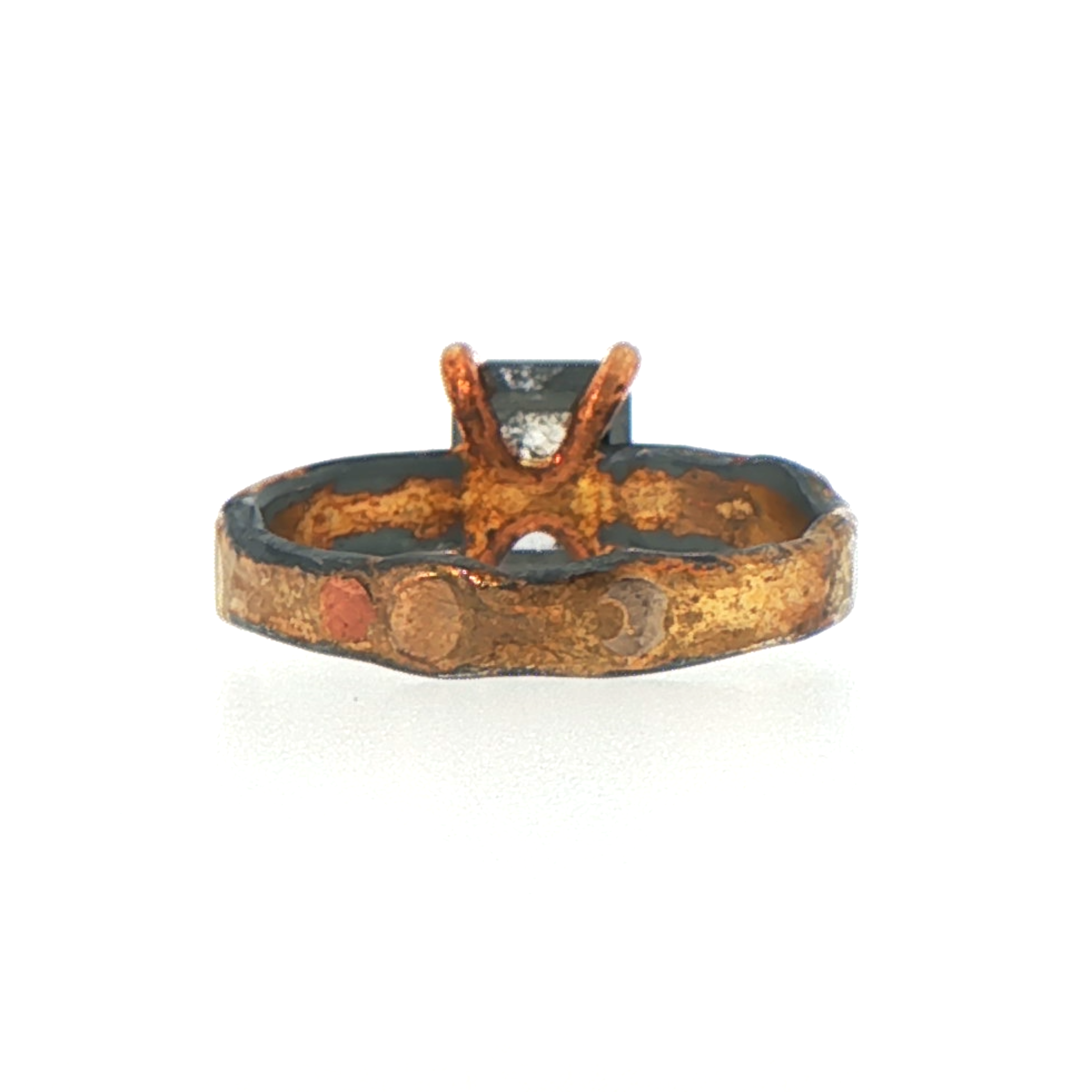 Dark Salt and Pepper 1.68CT Rose Cut Diamond Ring on our Gold and Silver Skinny Seamed Band