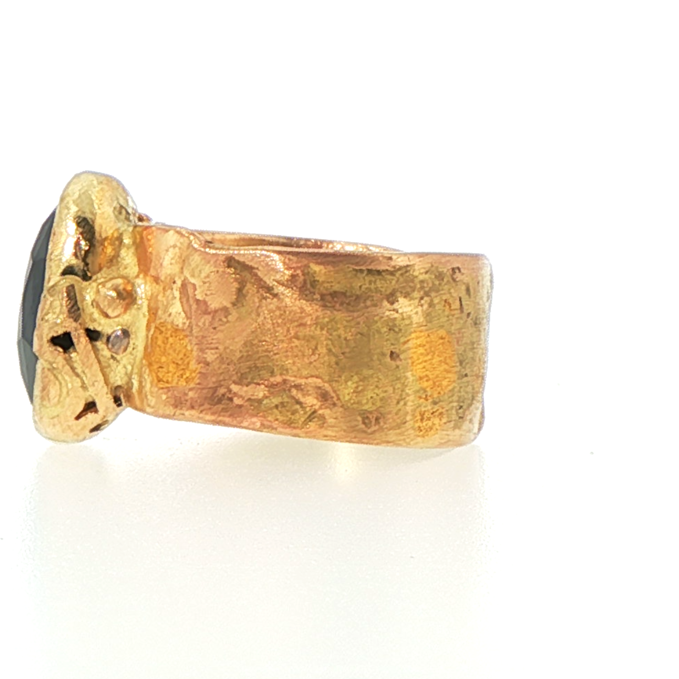 Natural Black 4.62CT Diamond Ring on a 9MM Gold Cigar Band