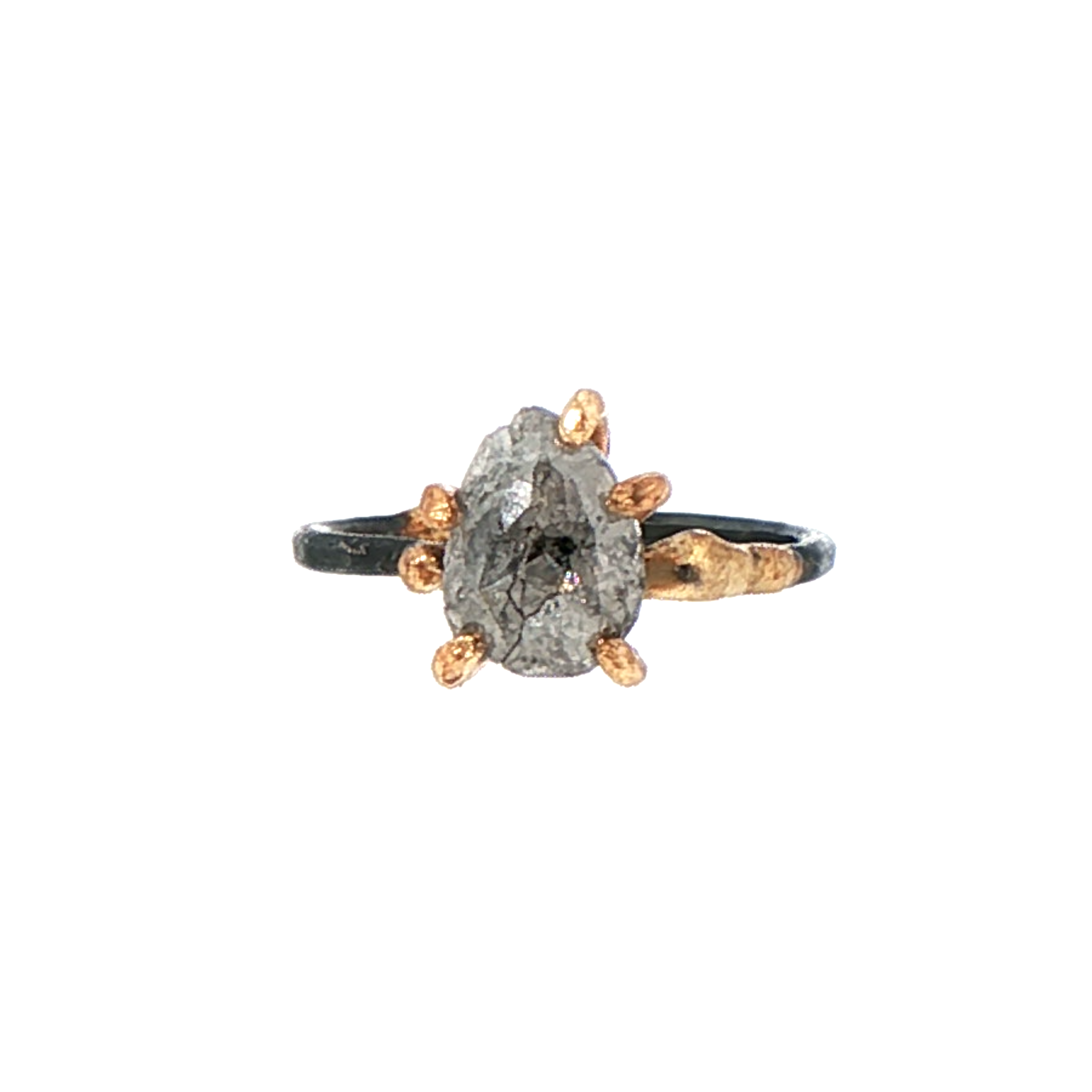 Rough Cut 2.48ct Salt and Pepper Diamond Ring