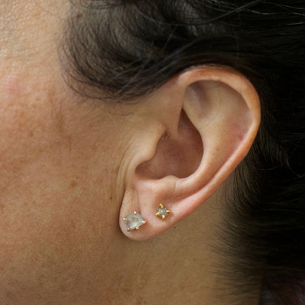 Grey Half Moon 1.2ct Rose Cut Diamond Studs