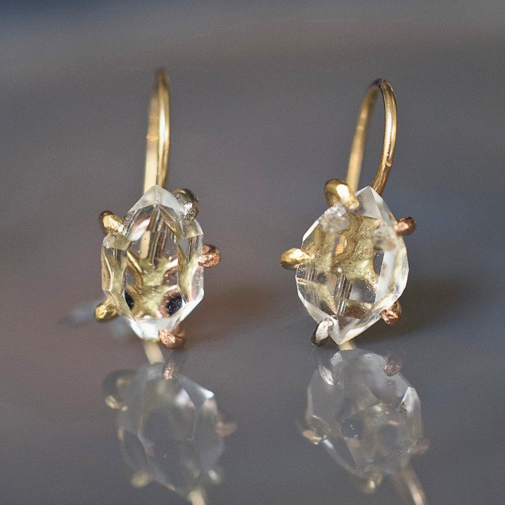 Herkimer Quartz Hook Earrings