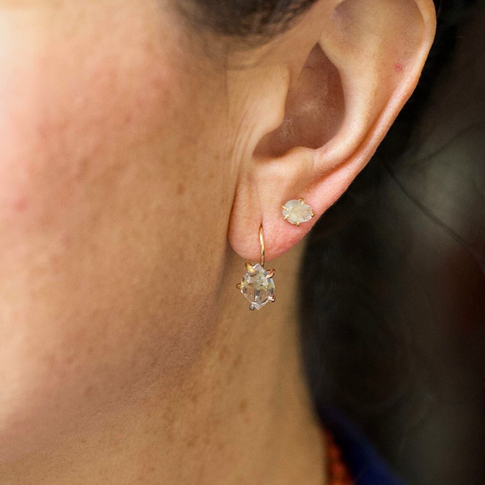 Herkimer Quartz Hook Earrings