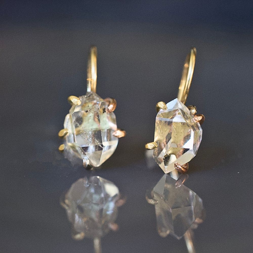 Herkimer Quartz Hook Earrings