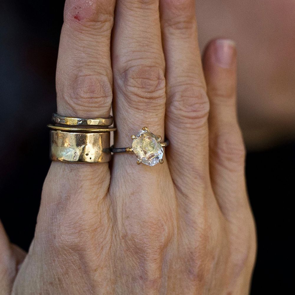 Herkimer Quartz Medium Stone Ring