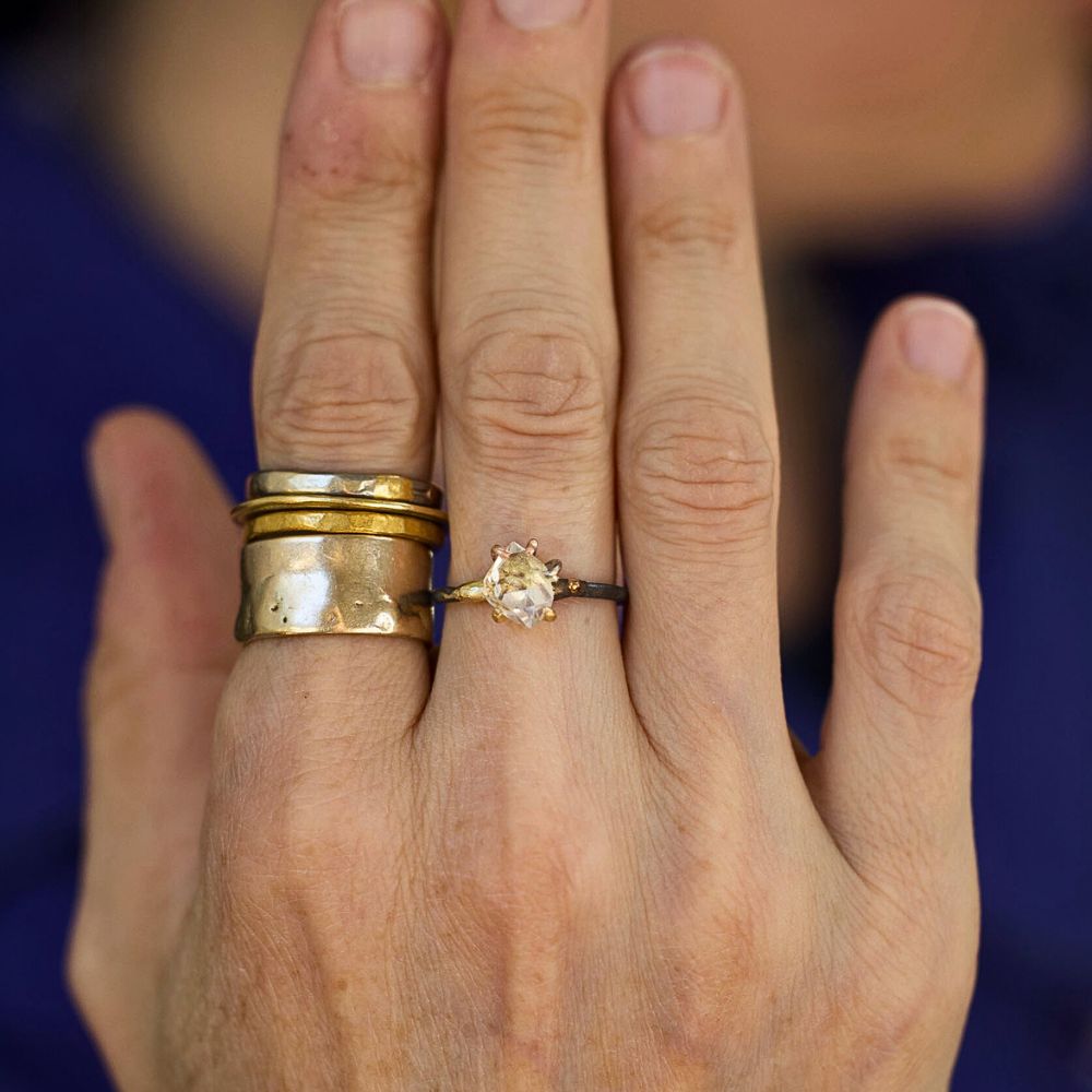 Herkimer Quartz Small Stone Ring