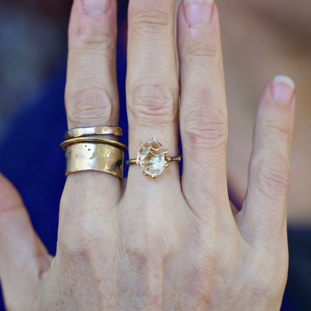 Herkimer Quartz Medium Stone Ring