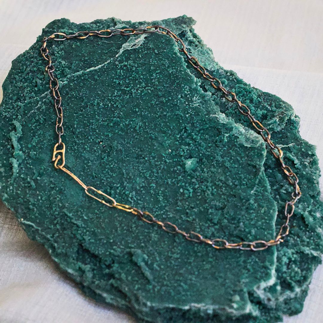 Medium Weight Silver and Gold Link Chain -20"