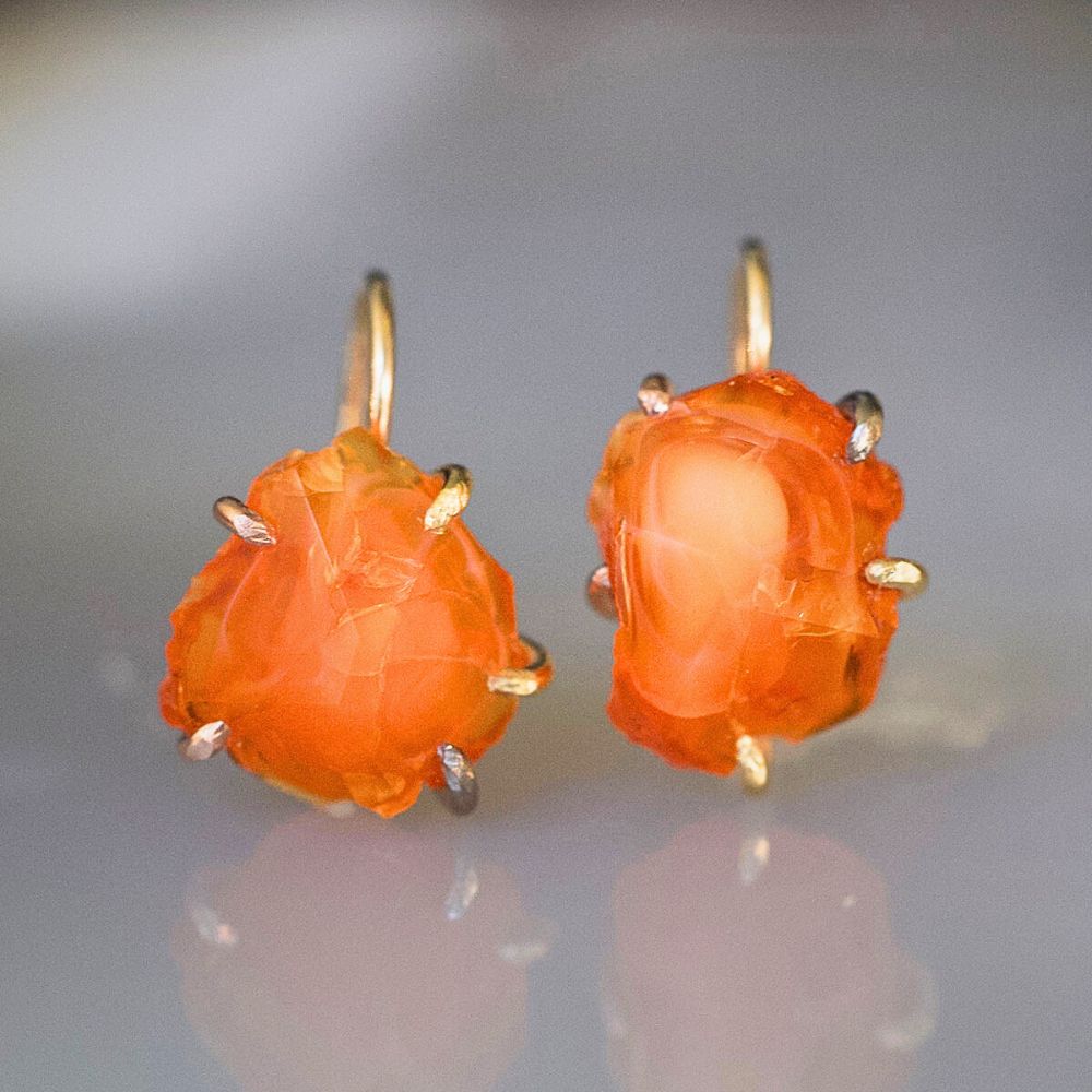 Mexican Fire Opal Hook Earrings