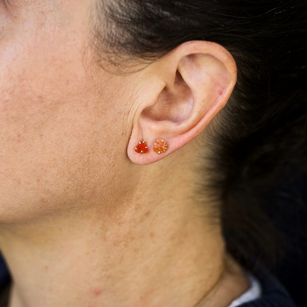 Mexican Fire Opal Small Stone Studs