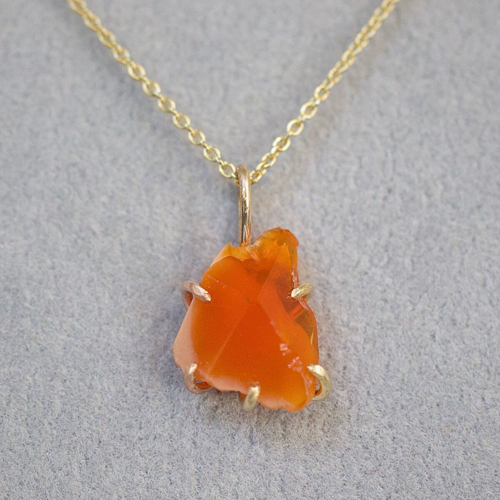 Mexican Fire Opal Small Stone Pendant