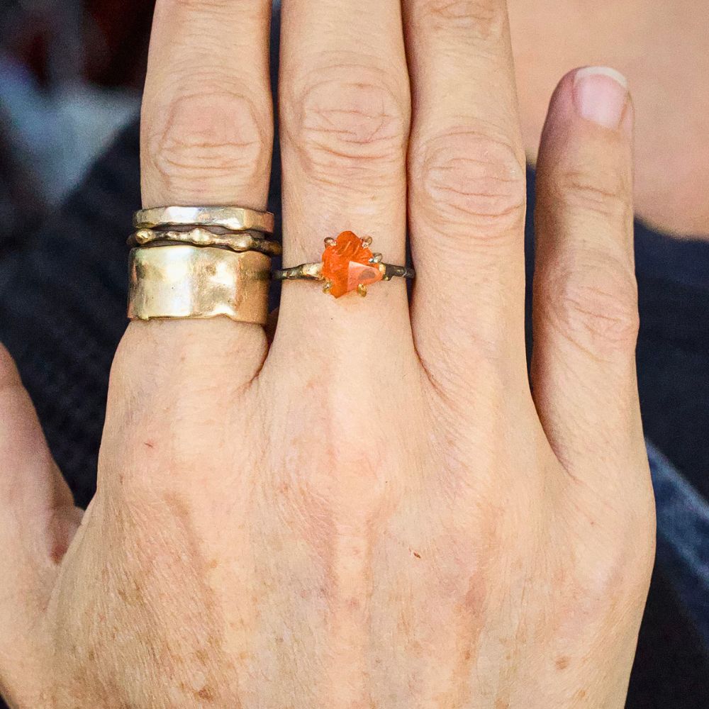 Mexican Fire Opal Small Stone Ring