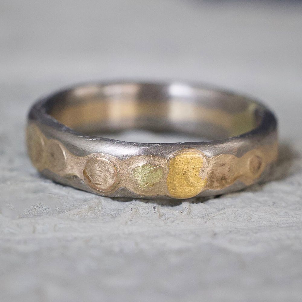 Palladium and Gold Heavy Seamed Band