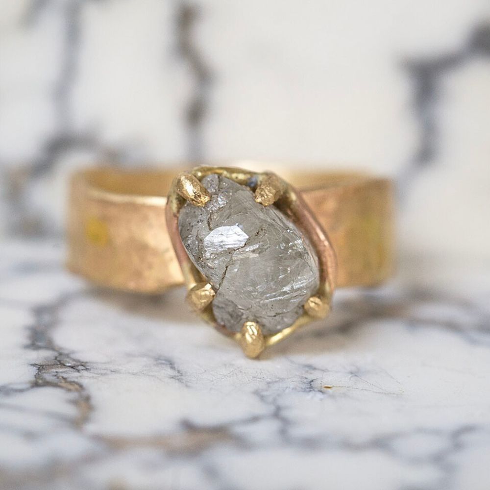 3.5 ct Rough Diamond on our 5mm Cigar Band