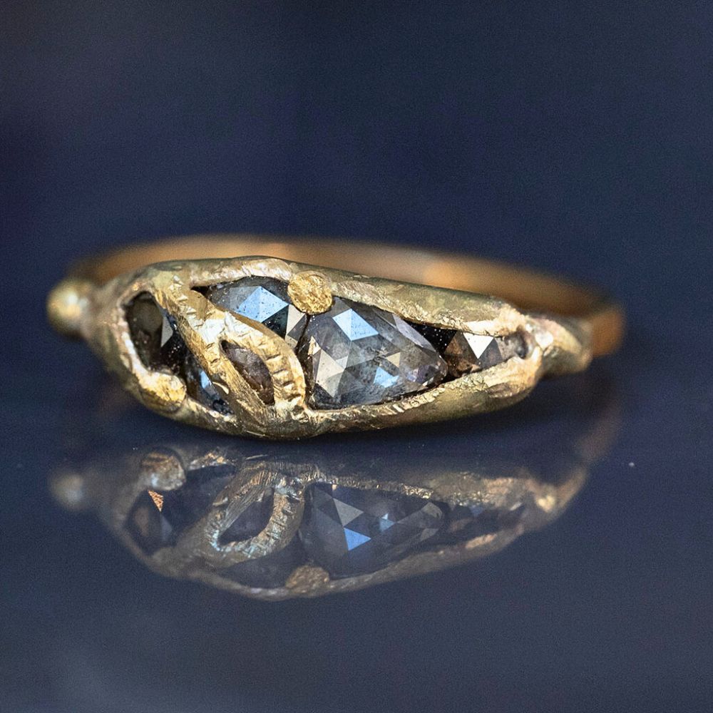 Kintsugi Rose Cut Diamond Band on a Rose Gold Band