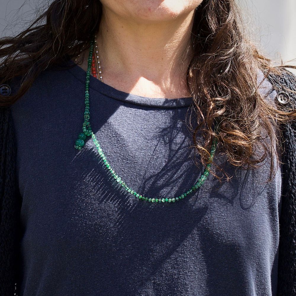 Emerald, Prasiolite, and Green Onyx Lariat