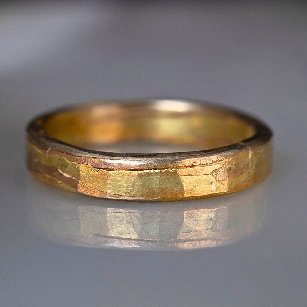 Green Gold Square Ribbon Ring