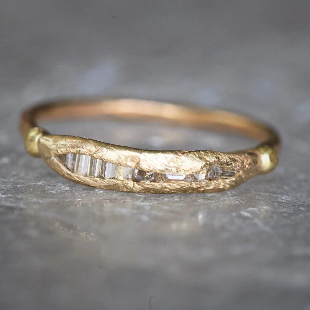 Baguette Diamond Band on a Yellow Gold Band