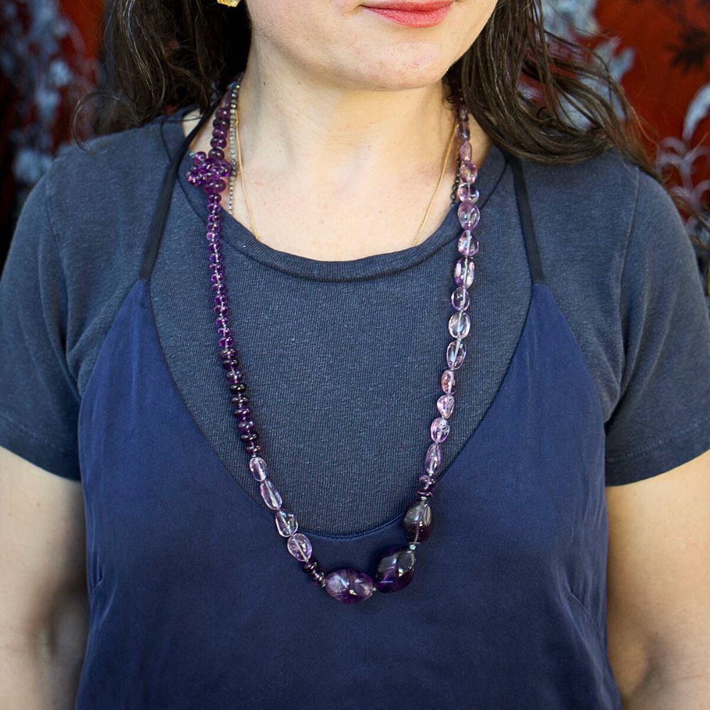 Amethyst and Flourite Lariat