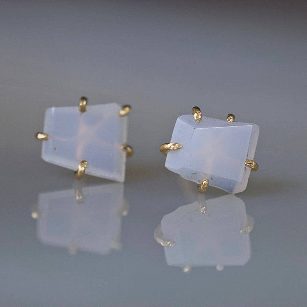 Chalcedony Medium Stone Studs