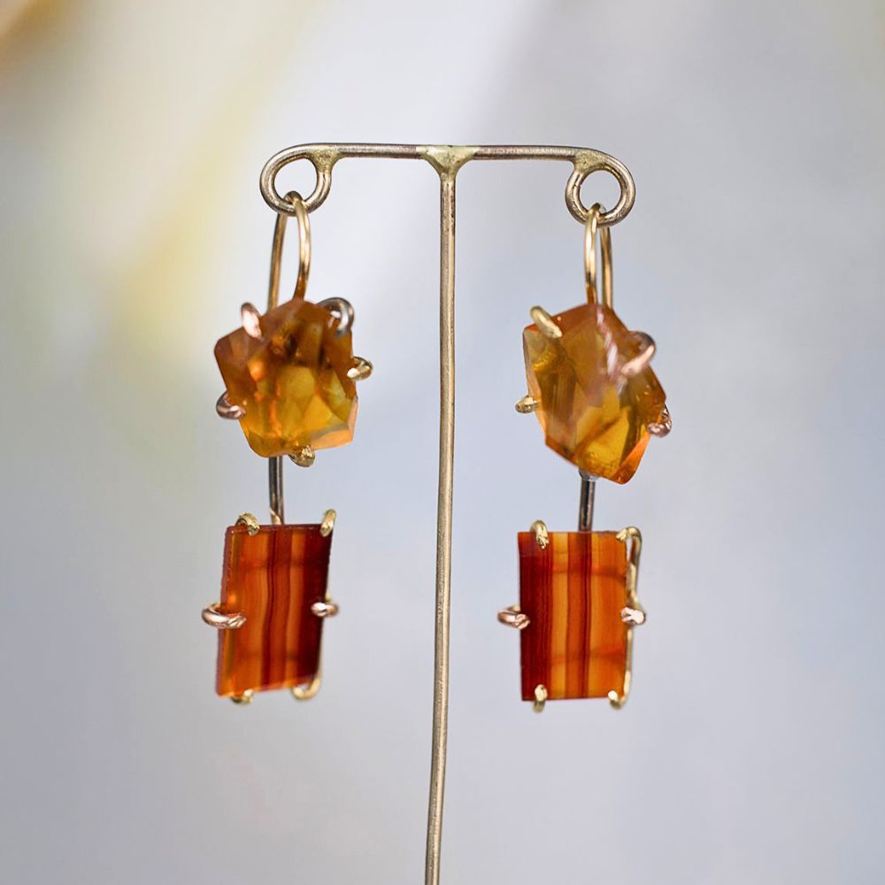 Citrine and Carnelian Day to Night Earring Set