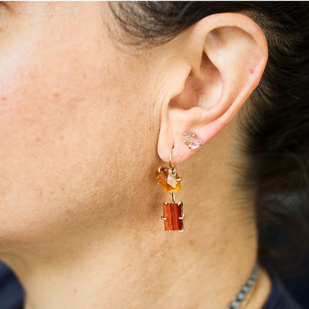 Citrine and Carnelian Day to Night Earring Set