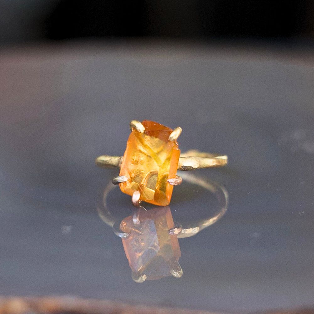 Citrine Small Stone Ring on a Yellow Gold Band