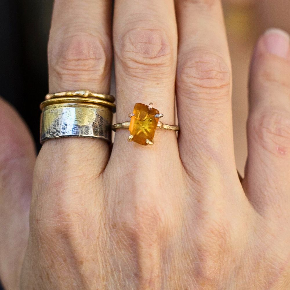 Citrine Small Stone Ring on a Yellow Gold Band