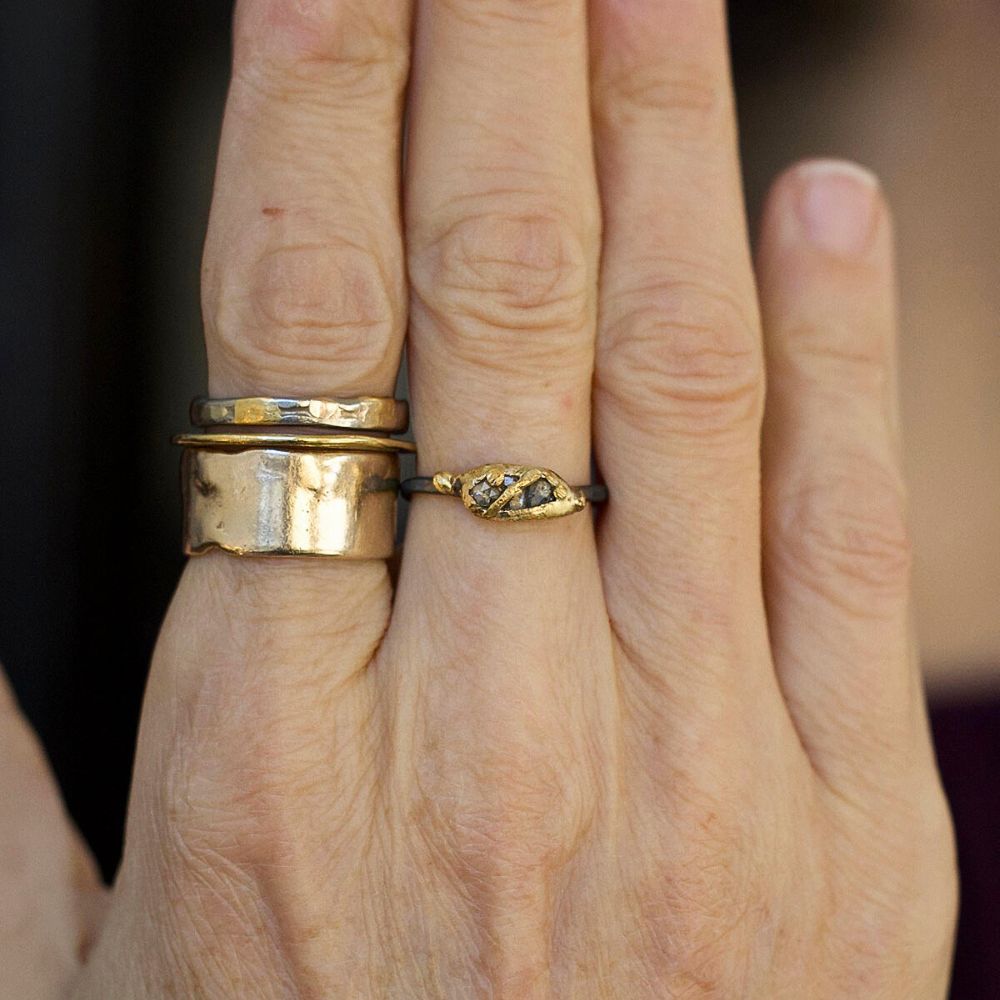 Kintsugi Cognac Rose Cut Diamond Band Mini