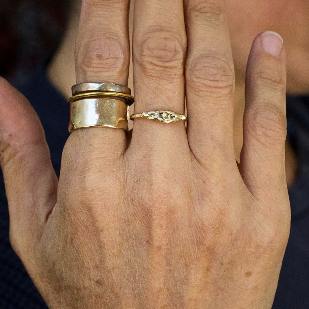 Mixed Diamond Band Mini with a Gold Band