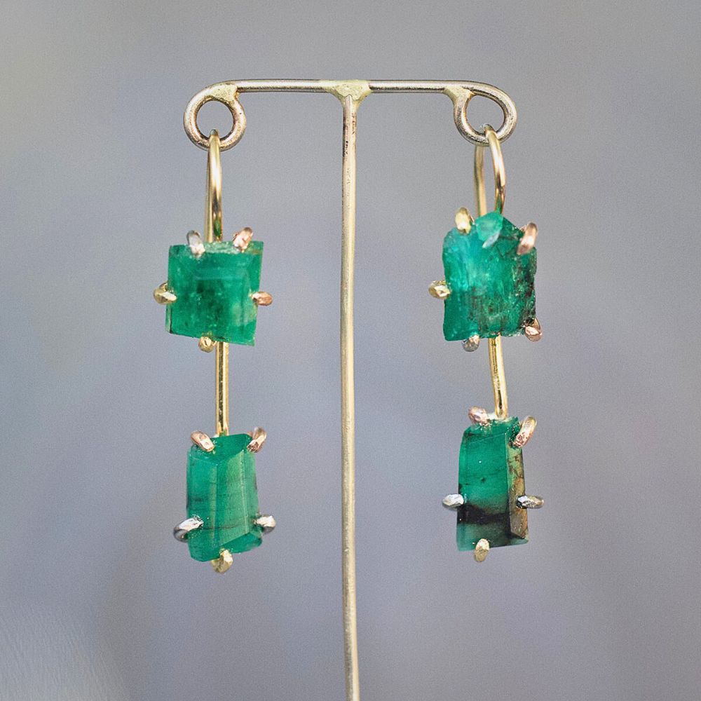Zambian Emerald and Brazilian Emerald Day to Night Earring Set