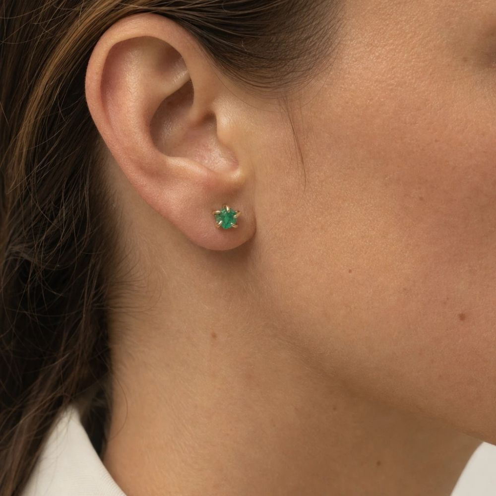 Zambian Emerald Extra Small Stone Studs