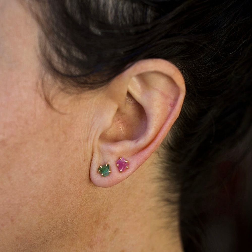 Zambian Emerald Single Small Stone Stud