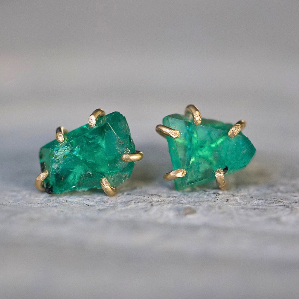 Zambian Emerald Medium Stone Studs
