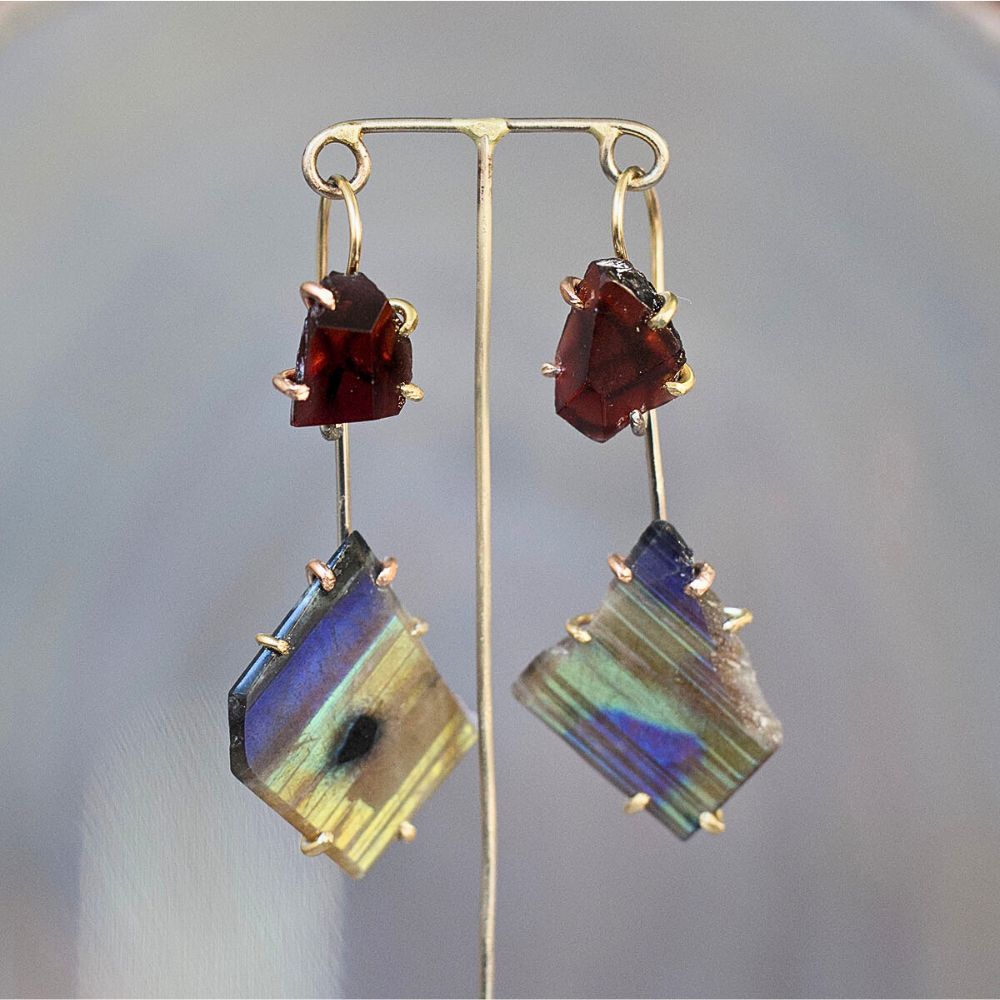 Garnet and Spectrolite Day to Night Earring Set