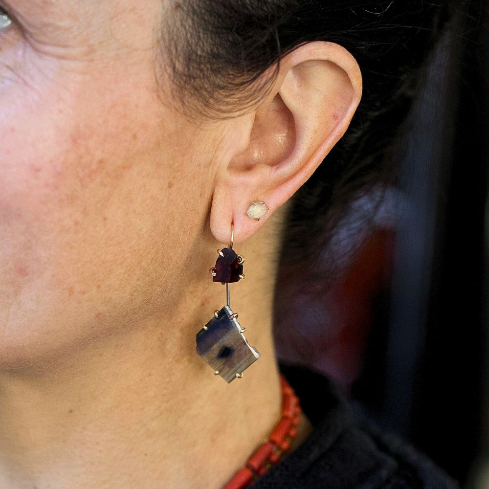 Garnet and Spectrolite Day to Night Earring Set