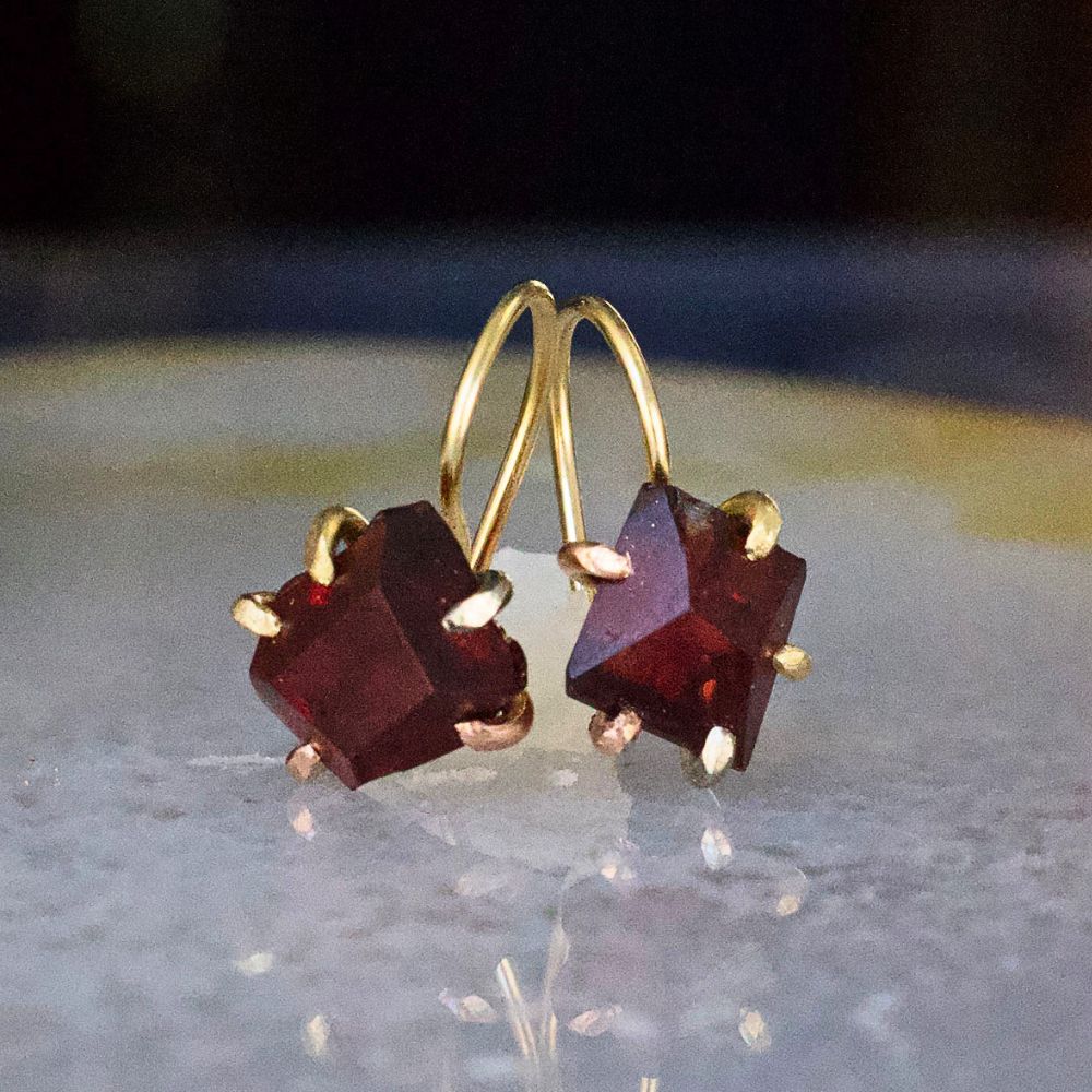 Garnet Hook Earrings