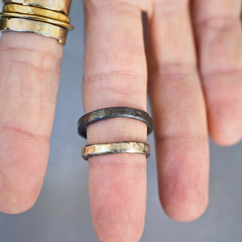 Gold and Silver Skinny Seamed Band