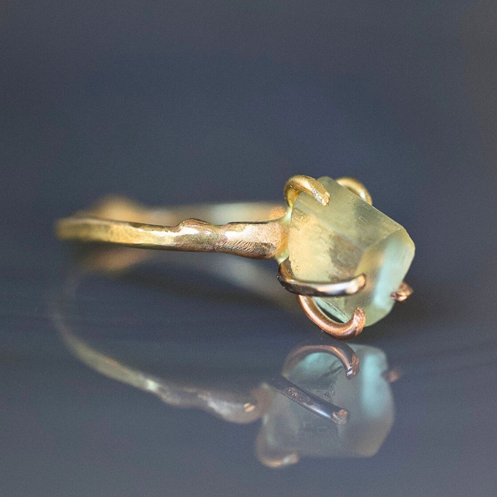 Heliodor Small Stone Ring on a Yellow Gold Band